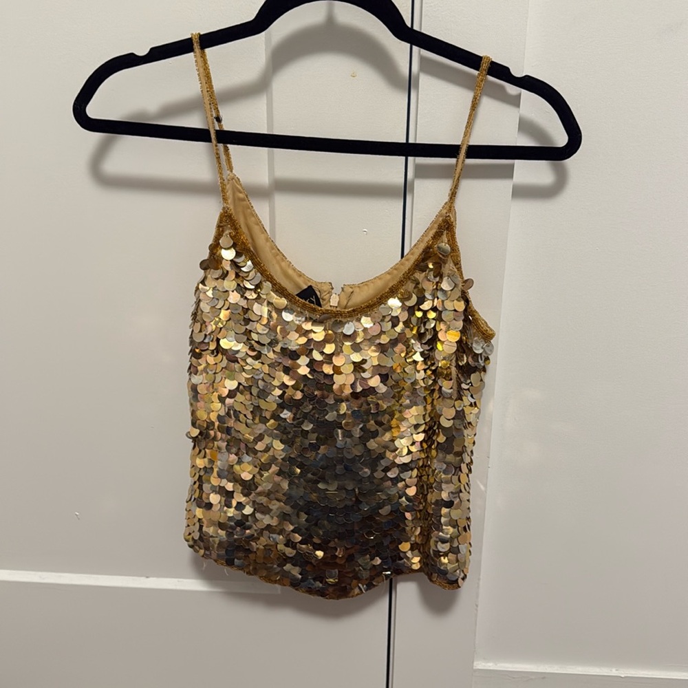Gold silk sequin / beaded top